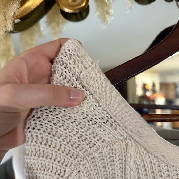 Free People Oversized Knit Long Butterfly Sleeve Cream Ivory Sweater - Picture 5 of 9